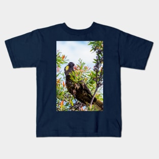 Yellow-Tail Black Cockatoo, McCrae, Mornington Peninsula, Victoria, Australia Kids T-Shirt